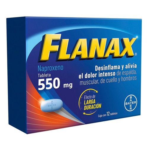 Tabletas Flanax 550mg Analgésico Antiinflamatorio Caja con 12 Tabletas​