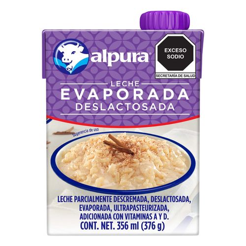 Leche Evaporada Alpura Deslactosada 376g