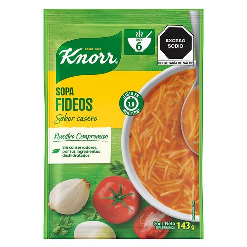Sopa de fideos Knorr sabor Pollo y Tomate 6 porciones 143g