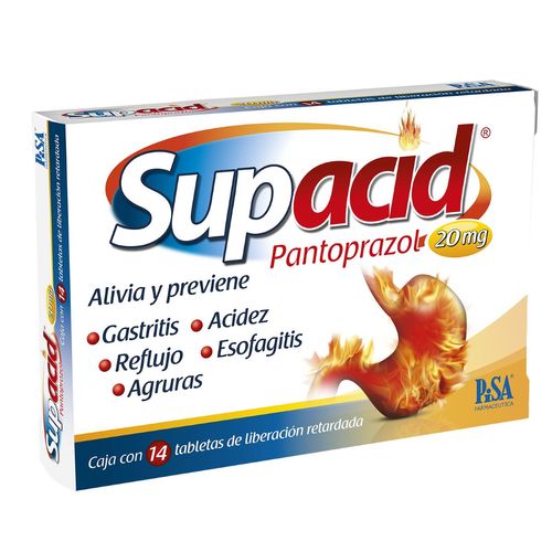 Tabletas Pantoprazol 20mg Supacid de liberación Prolongada 14 Tabletas
