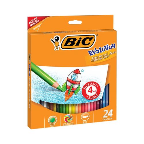 Lápices de Colores Bic Evolution Mina Gruesa 24 Piezas