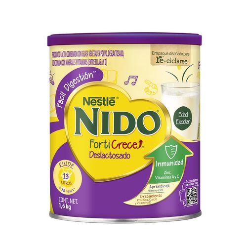 Leche en Polvo Nido FortiCrece Deslactosado Lata 1.6kg