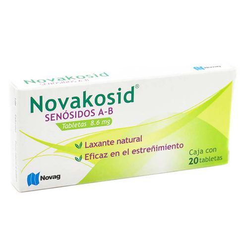 Tabletas Genéricas Senósidos A-B 8.6mg Caja con 20 Tabletas