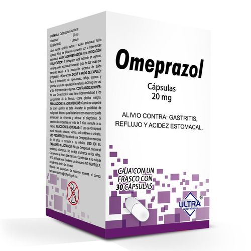 Cápsulas Genéricas Omeprazol 20mg Caja con 30 Cápsulas