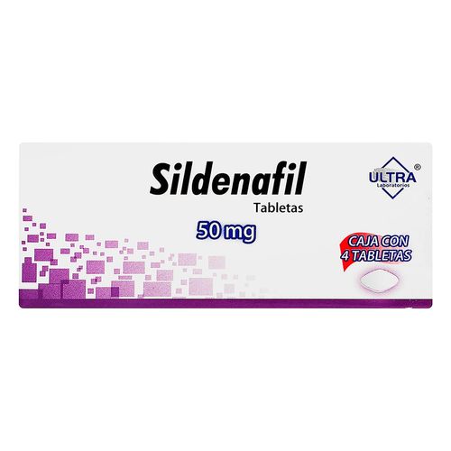 Tabletas Genéricas Sildenafil 50mg Caja con 4 Tabletas