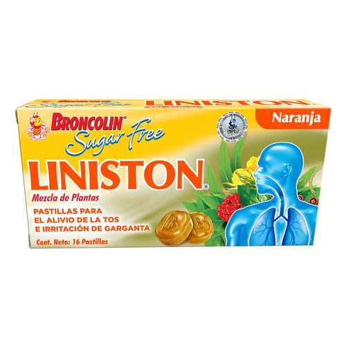 Pastillas Broncolin Liniston Sugar Free Eucalipto 16 Pastillas.