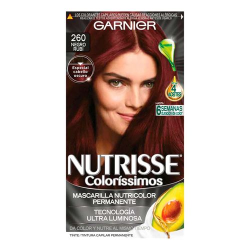 Tinte de Cabello Garnier Nutrisse Coloríssimos 280 Negro Zafiro.