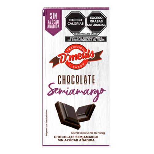 Chocolate D'meals Leche sin Azúcar 100g.