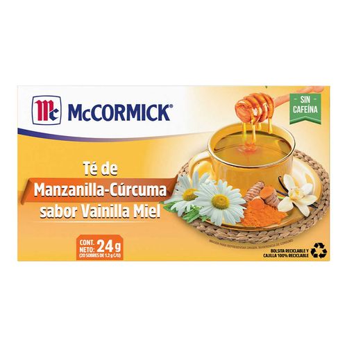 Té Mccormick Manzanilla Cúrcuma Sabor Vainilla Miel Con 20 Sobres