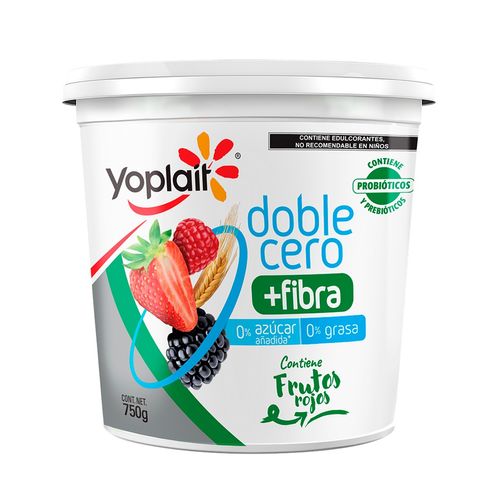 Yoghurt Yoplait Doble Cero + Fibra Batido Frutos Rojos 750g