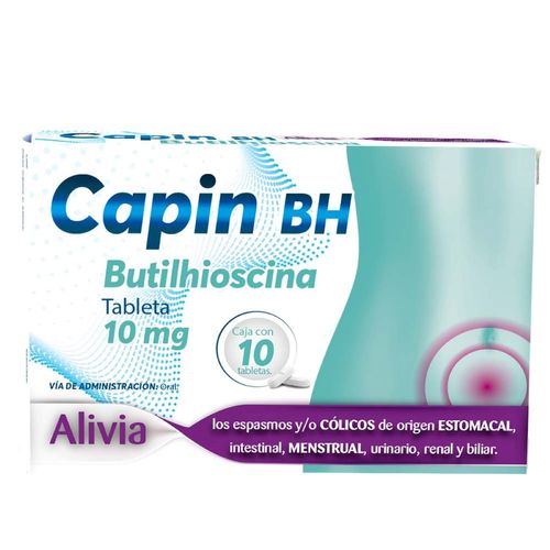 Tabletas Butilhioscina 10mg Capin BH Caja con 10 Tabletas