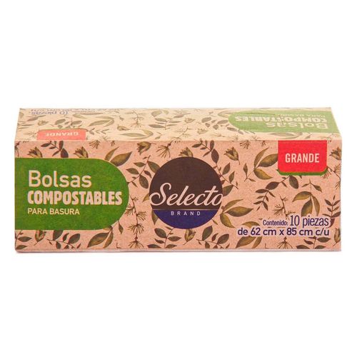 Bolsas para Basura Selecto Brand Compostable Grande 10 Piezas