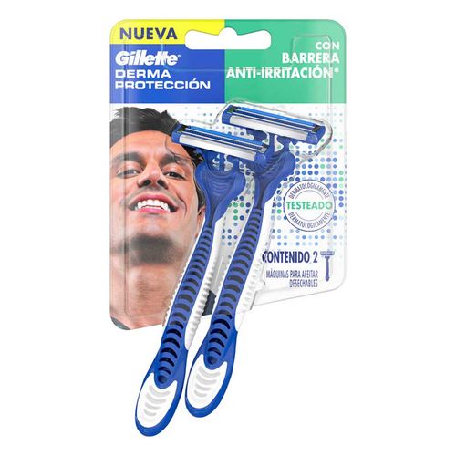 Gillette Derma Protección Rastrillo para Afeitar Desechable 2 Unidades