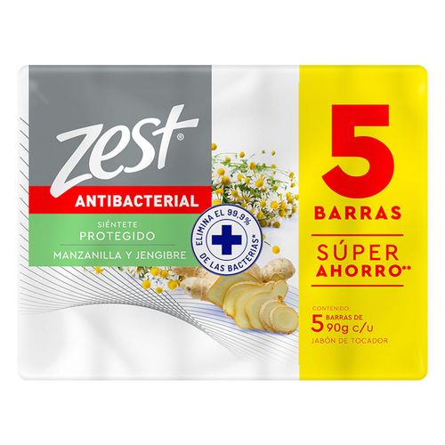Jabón en Barra Zest Antibacterial Manzanilla y Jengibre 450g