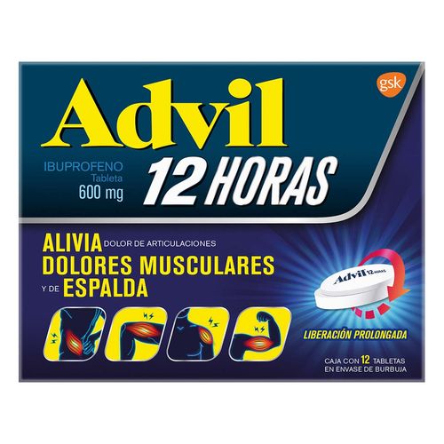 Advil 12 Horas 600 mg Analgésico 12 Tabletas