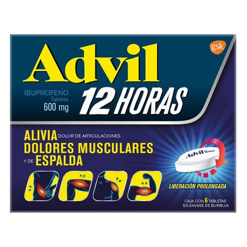 Advil 12 Horas 600 mg Analgésico 6 Tabletas