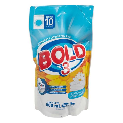 Detergente Bold 3 Flores Amores Líquido Pouch 800ml