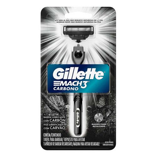 Rastrillo para Afeitar Gillette Mach3 Carbono de 3 Hojas con Carbón Activado 1 Pieza