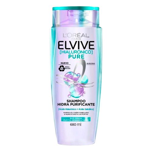 Shampoo L'Oréal Paris Elvive Hialurónico Pure Hidra Purificante 680ml