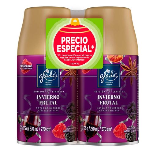 Aromatizante Glade Repuesto 2 Pack Invierno Frutal 175g c/u
