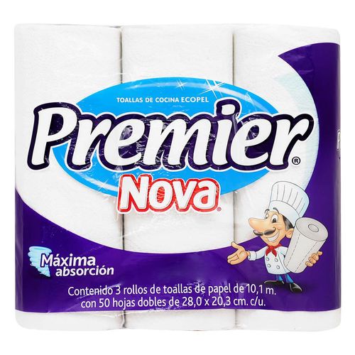 Toallas de Papel Premier Nova 3 Rollos con 50 Hojas Dobles