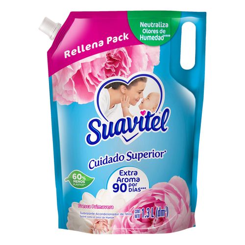 Suavizante de Telas Suavitel Cuidado Superior Fresca Primavera Rellena Pack 1.3L