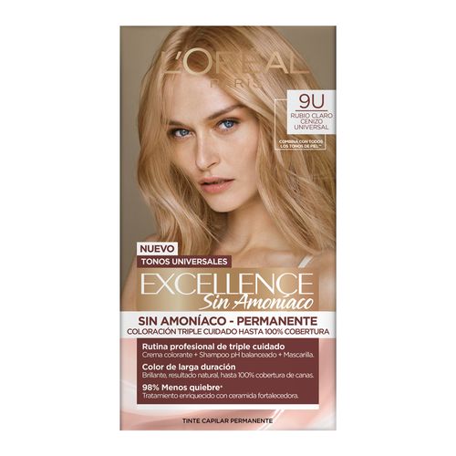 Tinte Excellence sin Amoniaco Tono 9U Rubio Claro Cenizo Universal 1 Pieza