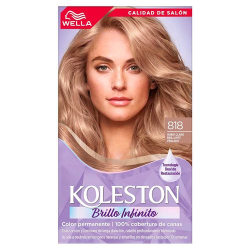 Tinte Permanente Koleston 818 Rubio Claro Brillante Perlado