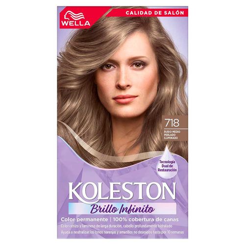 Tinte Permanente Koleston 718 Rubio Medio Perlado Iluminado
