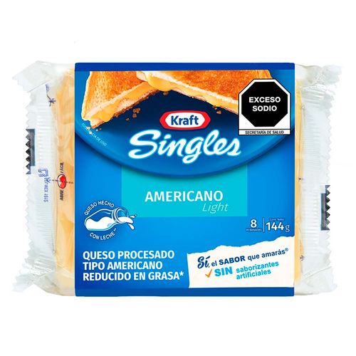 Queso Americano Light Kraft Singles 144g