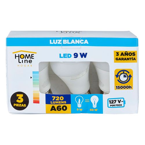 Foco Led Home Line 9 Watts Blanca 3 Pack