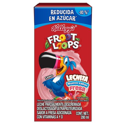 Leche Deslactosada Kellogg's Froot Loops Sabor A Fresa 200ml