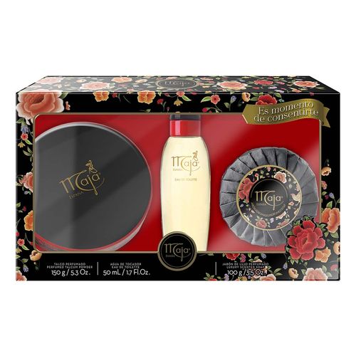 Fragancia Maja Clásico Dama Talco Perfumado 150g, Agua de Tocador 50ml y Jabón Perfumado 100g