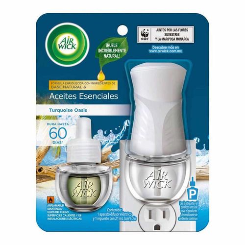 Aromatizante Eléctrico Airwick Aceite Turquesa Oasis Aparato y Repuesto 21ml