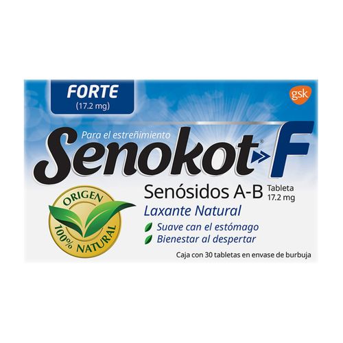 Senokot Forte Auxiliar para el Estreñimiento 30 Tabletas