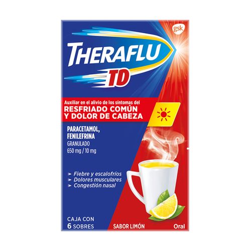 Theraflu TD Té Antigripal Resfriado Común 6 Sobres