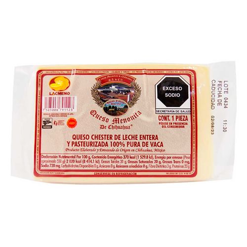 Queso Menonita de Chihuahua Lacmeno 550g