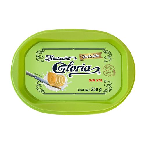 Mantequilla Gloria Untable sin Sal 250g