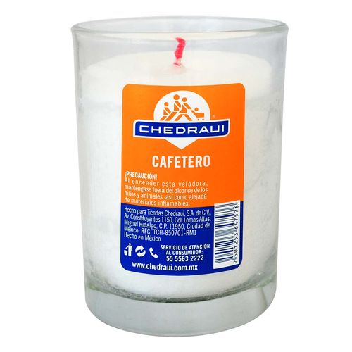 Veladora Chedraui en Vaso de Vidrio Cafetero 1 Pieza