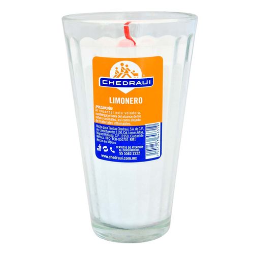 Veladora Chedraui en Vaso de Vidrio Limonero 1 Pieza