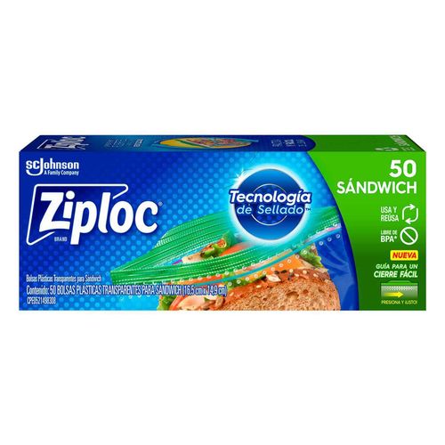 Bolsas Reutilizables Ziploc para Sándwich 50 Unidades
