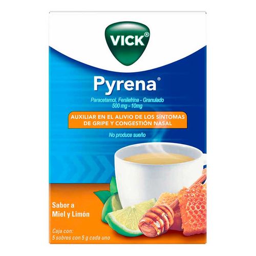 Té antigripal Vick Pyrena con Paracetamol sabor a Miel y Limón 10 Sobres