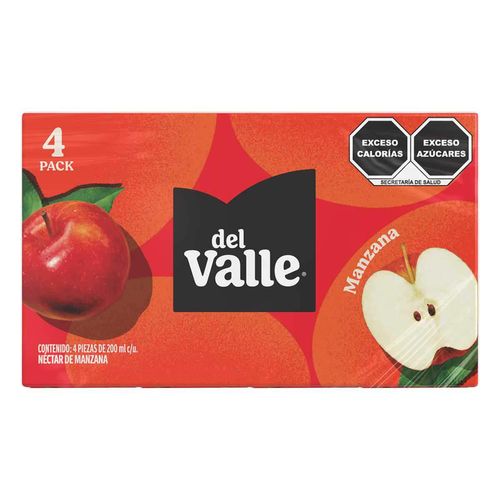 Néctar Del Valle Sabor Manzana 4 pack de 200ml Cada Uno