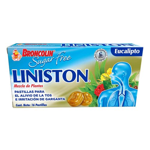 Pastillas Broncolin Liniston Sugar Free Eucalipto 16 Pastillas
