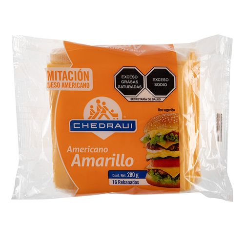 Queso Chedraui Imitación Americano Amarillo con 16 Rebanadas 200g