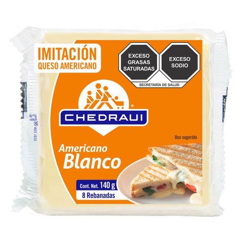 Queso Chedraui Imitación Americano Blanco 8 rebanadas 140g