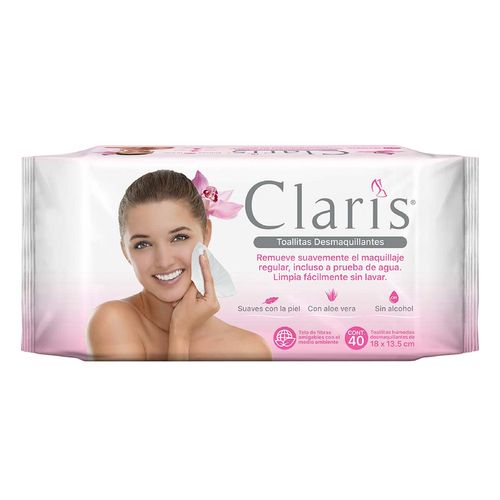 Toallitas Desmaquillantes Claris 40 piezas