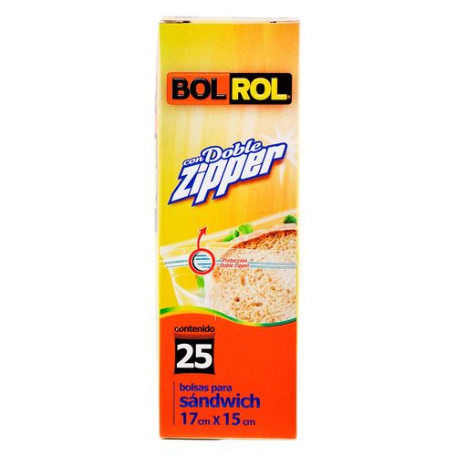 Bolsa para Sándwich Bol Rol Zipper 25 Piezas