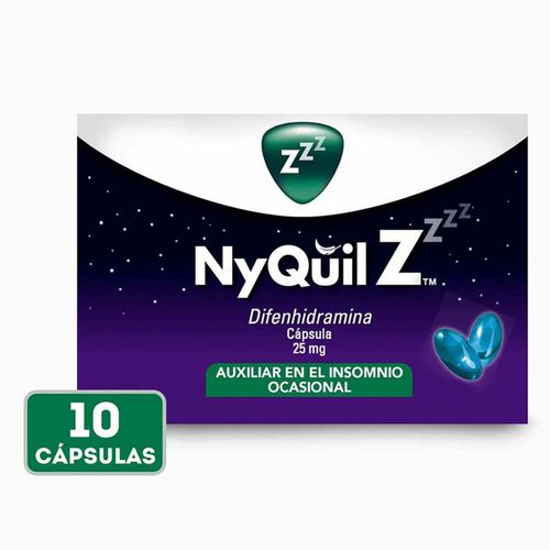 NyQuil Z Auxiliar en el Insomnio Ocasional con Difenhidramina 10 cápsulas