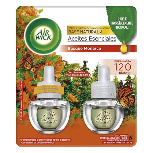 Aromatizante Continuo Air Wick Bosque Monarca 2 repuestos de 20 ml c/u